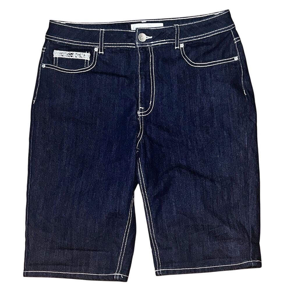 NWOT Cato Est. 1946 Dark Wash High-Rise Thick Stitch Denim Jorts 14
